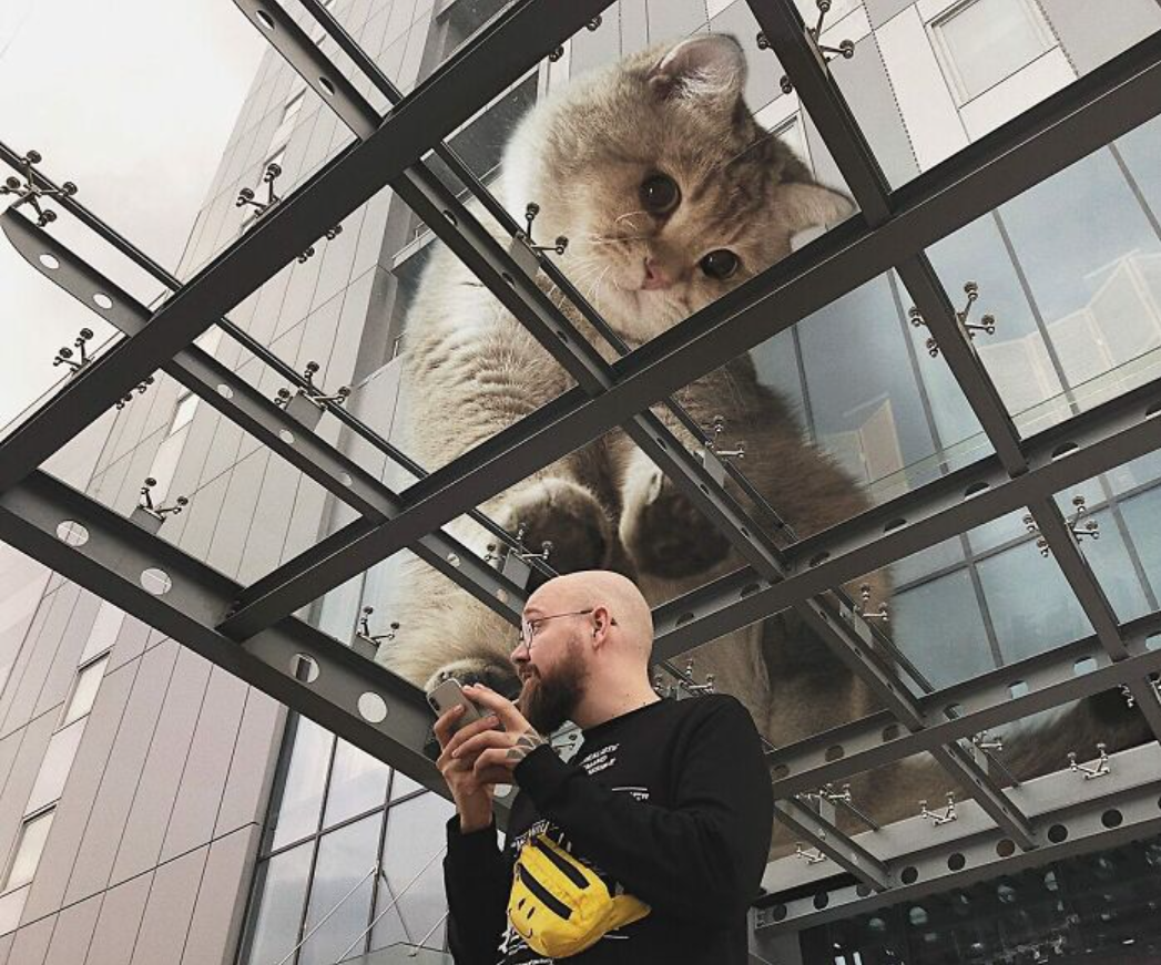 An artist crafts a surreal world by Photoshopping giant cats into his images (30 New Pics)