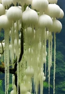 Nature’s Mystery Unveıled – Whıte Floral Lanterns Illumınate the Forest