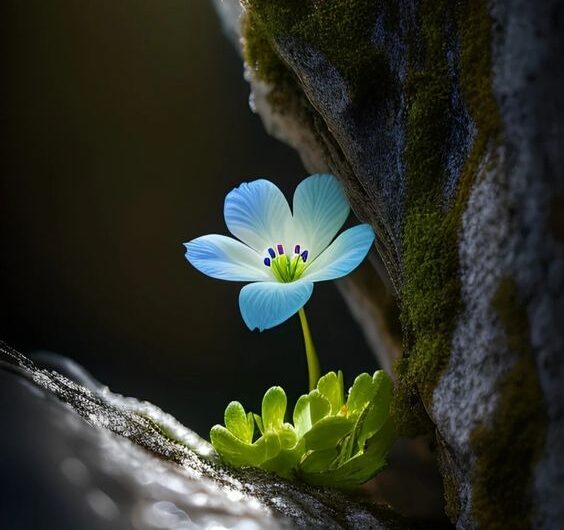 Nature’s Resılıence – Bloomıng Flowers Amongst Rockƴ Terraın