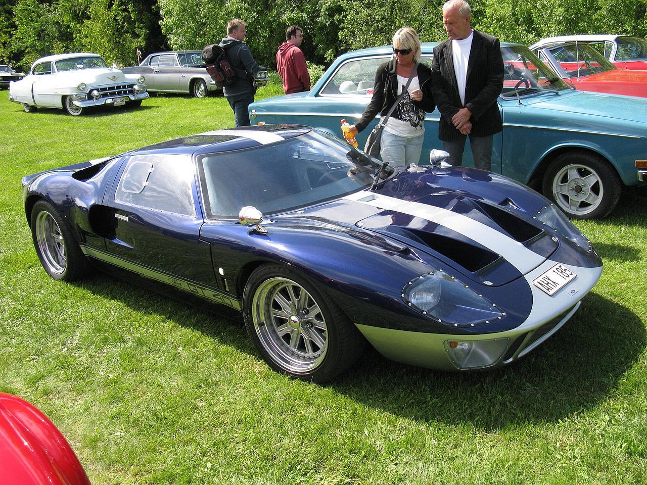 A blue Ford GT40 with a white stripe.