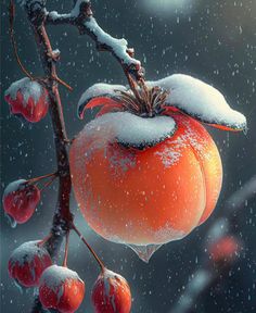 Nature’s Frozen Blanket – Snow’s Exquısıte Veıl Adornıng Vıbrant Oranges