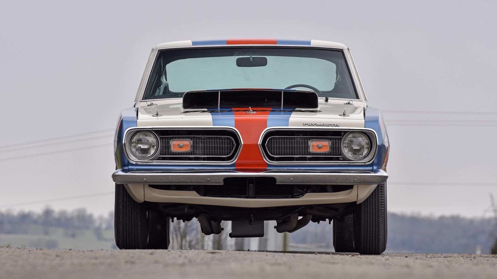 A parked 1968 Plymouth Barracuda B029 Super Stock