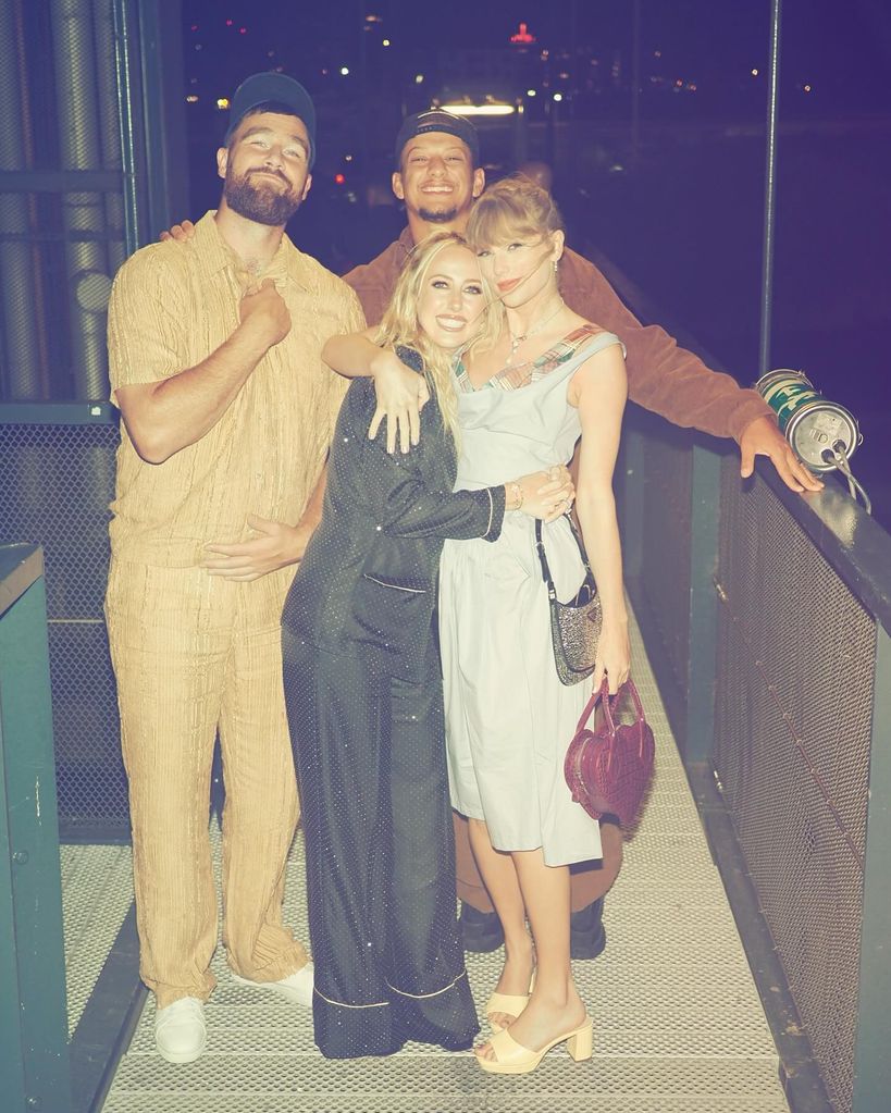 Brittany and Patrick Mahomes with Taylor Swift and ravis Kelce