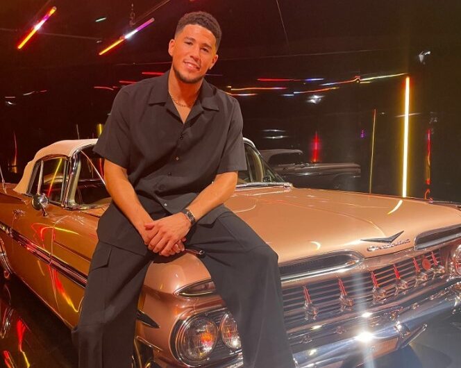 Devin Booker Brings His Luxurious Shiny Gold 1959 Chevrolet Impala To The Nba 2K23 Premiere